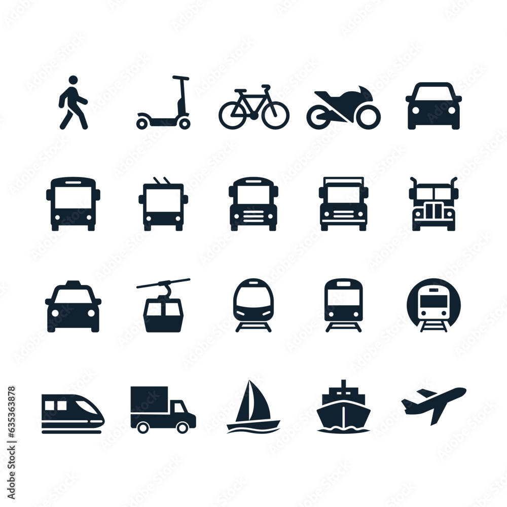 Transportation simple icons Transportation simple icons