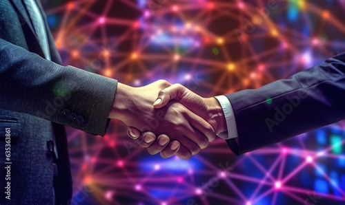 Businessman handshake for teamwork of business merger and acquisition. Customer support. Hand shake. Generative AI