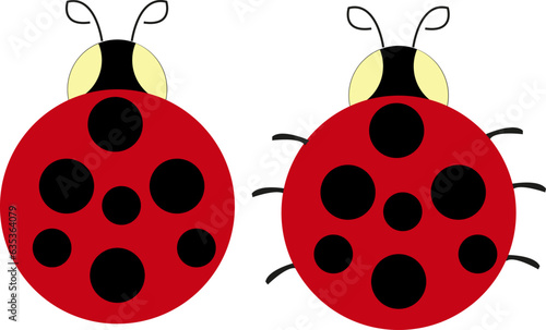 Funny Ladybugs - dotted Lady Birds - Vector illustration isolated.