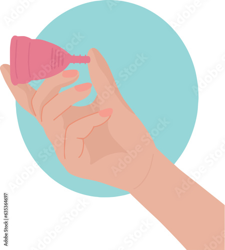 Hand holding menstrual cup for woman vector illustration