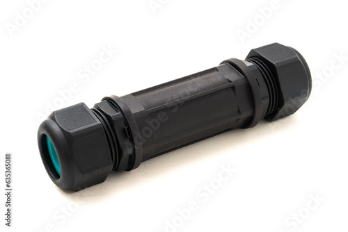 waterproof connector for thick electrical cables. isolated white background