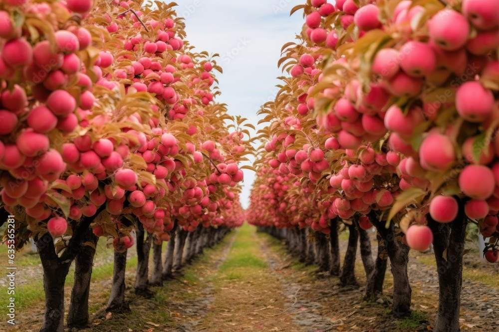 Fuji Apple trees in Hirosaki ringo apple park Stock Illustration