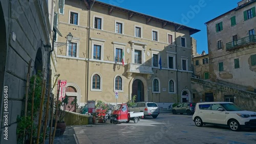 Historical Teatro Salvini in Pitigliano, Tuscany, Italy Low Angle photo