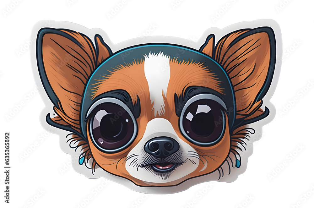 Charming Chihuahua Face Sticker, Cute Big Eyes in High-Resolution, cute dog face sticker