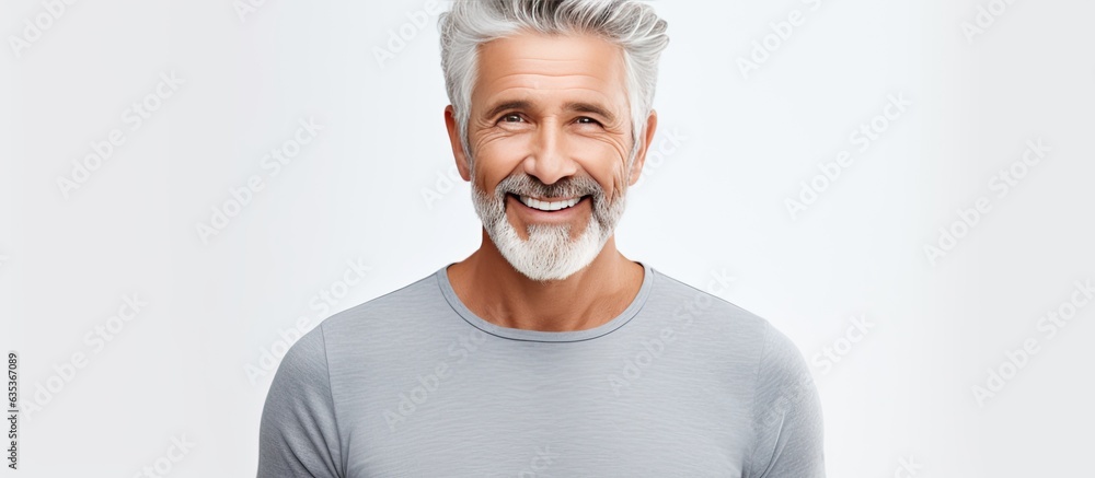 Smiling older man with gray hair isolated on white background Smiling older man with gray hair isolated on white background