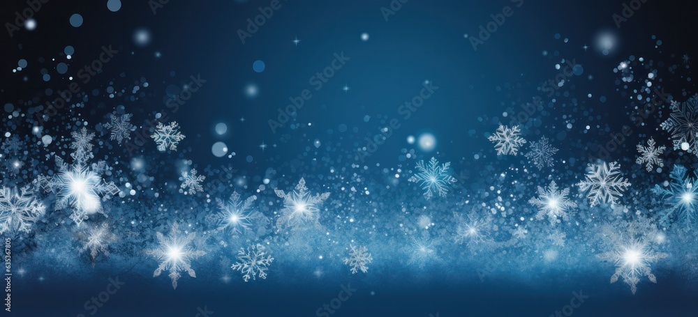 Blue and white snowflake Christmas banner card, perfect for festive greetings.