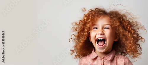 Studio portrait of a cheerful girl laughing at the camera on a white background