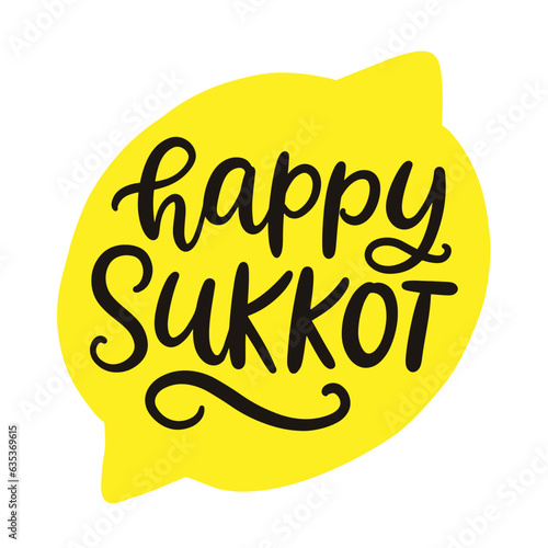 Happy Sukkot Hand Written Lettering Inscription