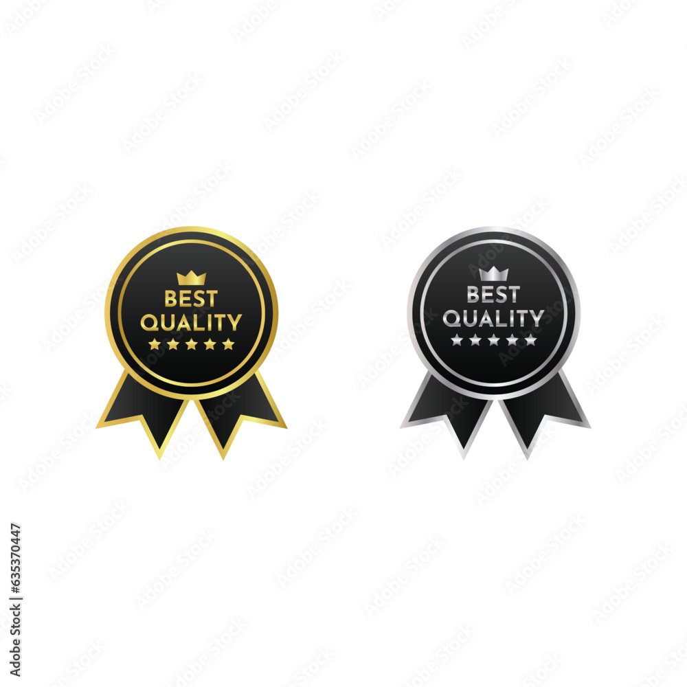 Golden and silver best quality badge label logo design template Golden and silver best quality badge label logo design template