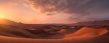 Journey through sunsets dunes and vastness. Embracing tranquility and majesty of desert landscape