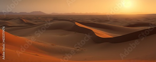 Journey through sunsets dunes and vastness. Embracing tranquility and majesty of desert landscape