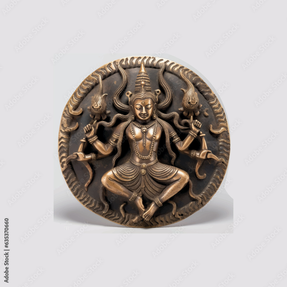 image a brass emblem depicting Shiva