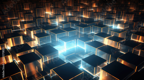 Luminous Cubic Abstract 3D Square Texture with Blocks