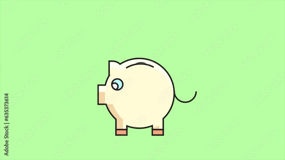 Money savings, money savings for future. Future investment plan, Deposit money to bank. Piggy bank for money savings. Animation video clip. Money savings, money savings for future. Future investment plan, Deposit money to bank. Piggy bank for money savings. Animation video clip.