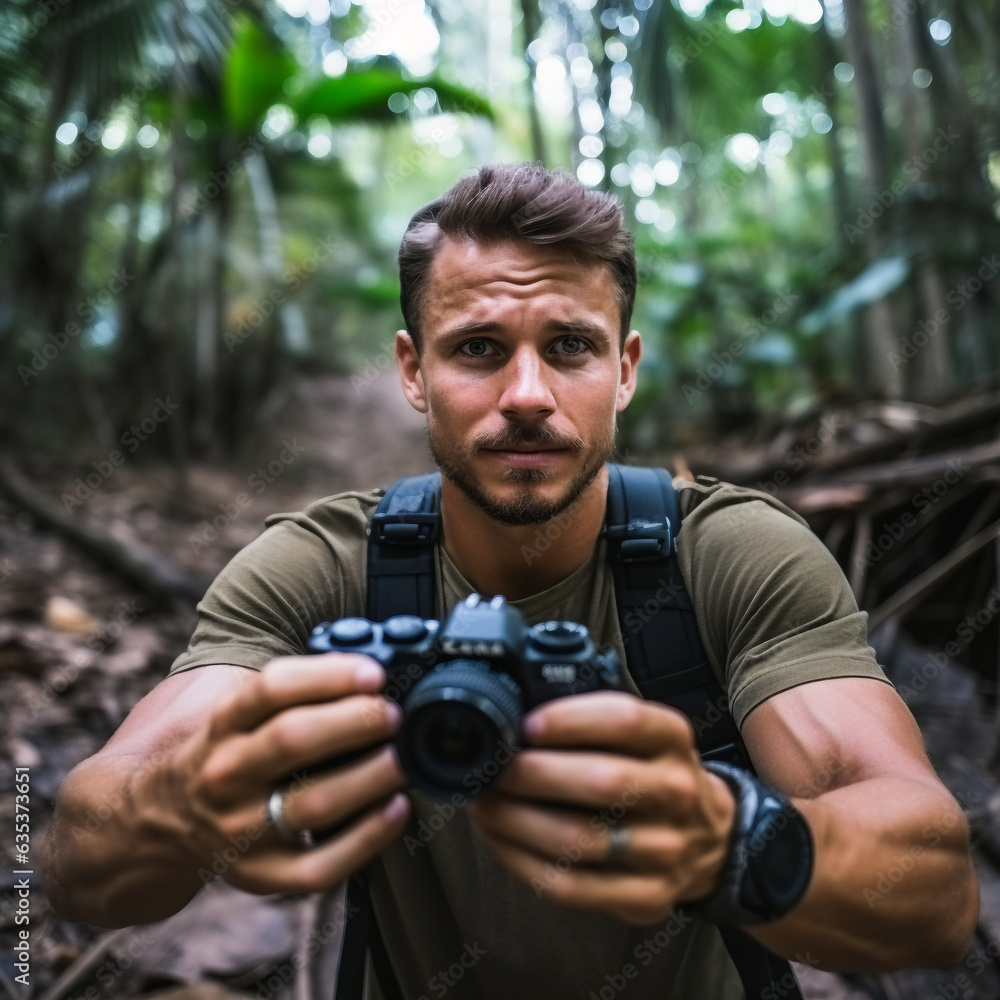 Digital nomad, men vlogger, travel vlogger, trekking, travel, adventurous journey, travel lifestyle, generative ai Digital nomad, men vlogger, travel vlogger, trekking, travel, adventurous journey, travel lifestyle, generative ai