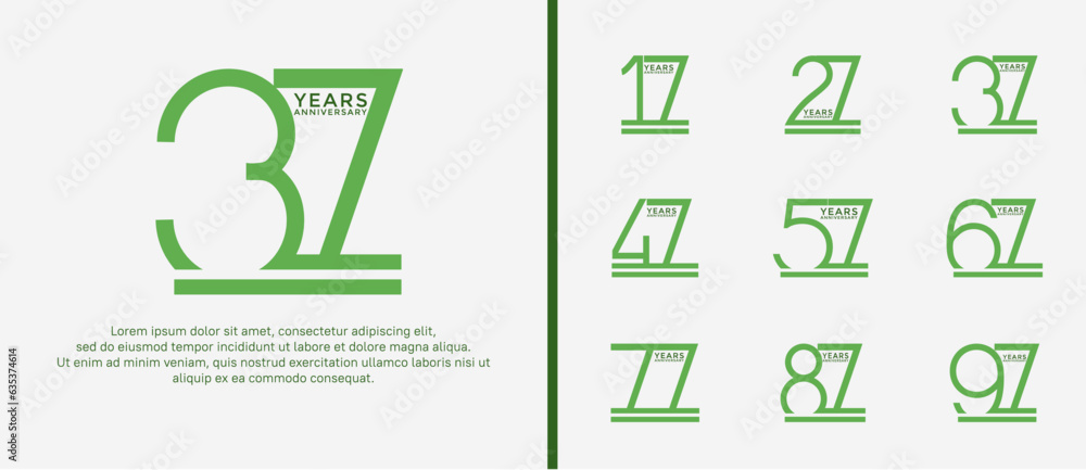 set of anniversary logo green color on white background for celebration moment set of anniversary logo green color on white background for celebration moment