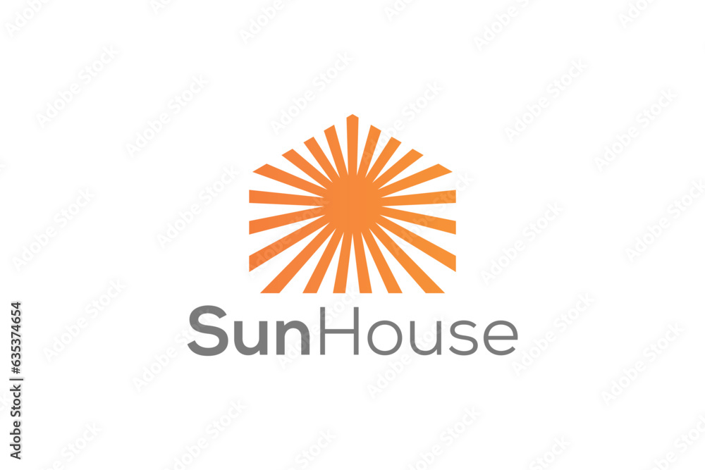 Fototapeta premium Minimal and Professional Sun and House sign logo design vector template