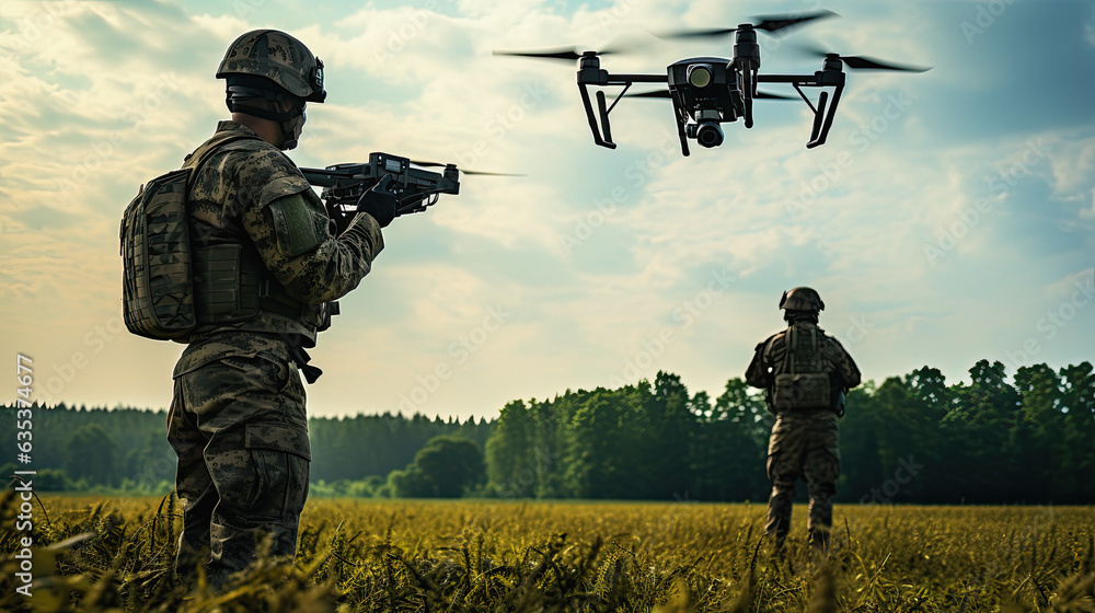 soldiers launching a drone in an outdoor setting, showcasing the precision and expertise involved in the operation soldiers launching a drone in an outdoor setting, showcasing the precision and expertise involved in the operation