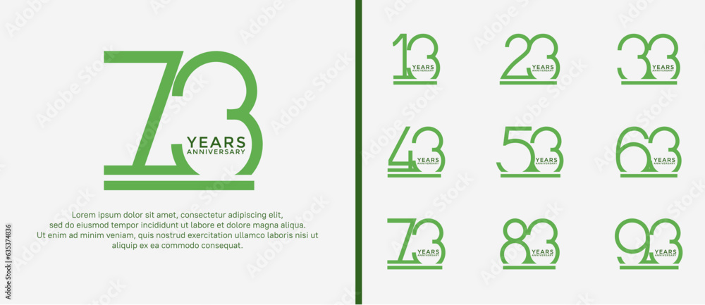 set of anniversary logo green color on white background for celebration moment set of anniversary logo green color on white background for celebration moment