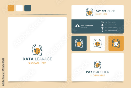 Data leakage logo design with editable slogan. Branding book and business card template.