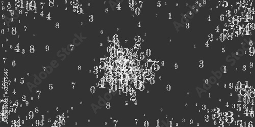 Falling numbers. Math study concept with flying