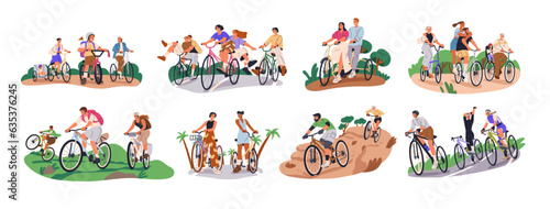 Fotografia People cycling on bicycles set
