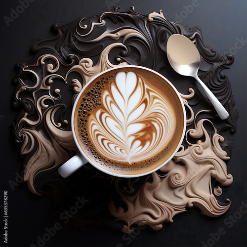 Coffee, Coffee Cup, Latte, Cappuccino, Espresso, Caffeine. AI Generated