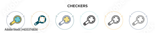 Checkers icon in filled, thin line, outline and stroke style. Vector illustration of two colored and black checkers vector icons designs can be used for mobile, ui, web