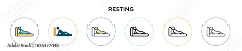 Resting icon in filled, thin line, outline and stroke style. Vector illustration of two colored and black resting vector icons designs can be used for mobile, ui, web