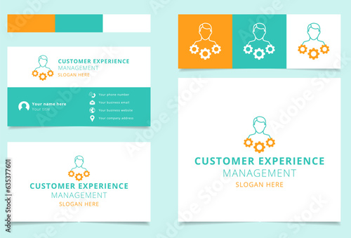 Customer experience management logo design with editable slogan. Branding book and business card template.