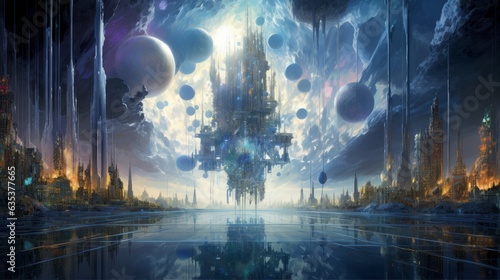 Future Utopia: Abstract vision of a utopian world driven by sustainable technology and social progress. | generative AI