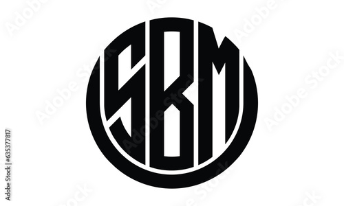 SBM shield in circle logo design vector template. lettermrk, wordmark, monogram symbol on white background. photo