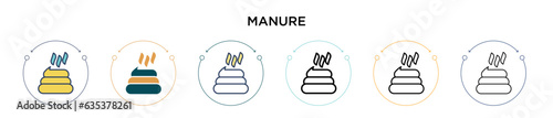 Manure icon in filled, thin line, outline and stroke style. Vector illustration of two colored and black manure vector icons designs can be used for mobile, ui, web