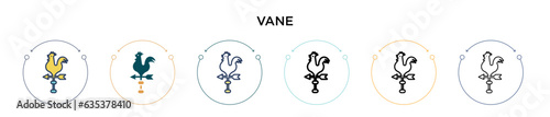 Vane icon in filled, thin line, outline and stroke style. Vector illustration of two colored and black vane vector icons designs can be used for mobile, ui, web