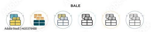 Bale icon in filled, thin line, outline and stroke style. Vector illustration of two colored and black bale vector icons designs can be used for mobile, ui, web
