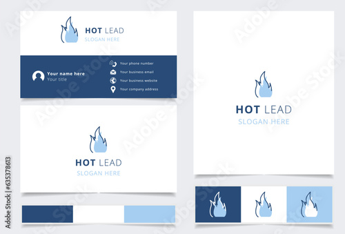 Hot lead logo design with editable slogan. Branding book and business card template.