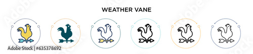 Weather vane icon in filled, thin line, outline and stroke style. Vector illustration of two colored and black weather vane vector icons designs can be used for mobile, ui, web