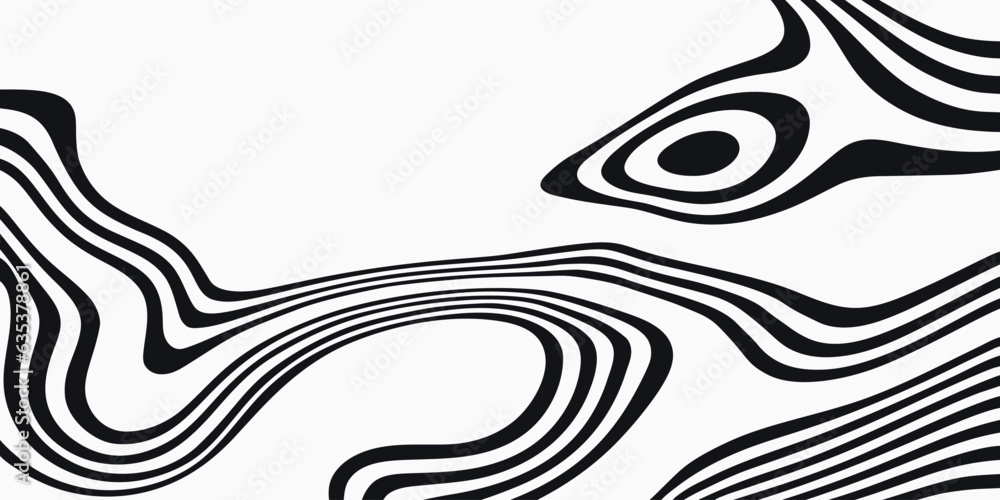 Obraz premium Abstract background of black and white wavy stripes and lines. Optical art.