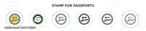 Stamp for passports icon in filled, thin line, outline and stroke style. Vector illustration of two colored and black stamp for passports vector icons designs can be used for mobile, ui, web