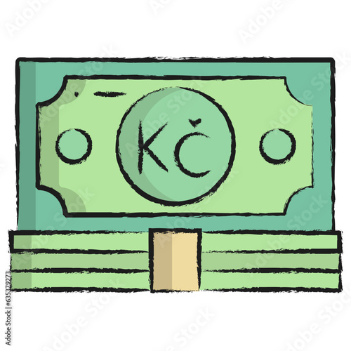 Hand drawn Czech Koruna Currency illustration icon