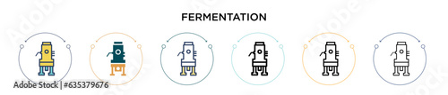 Fermentation icon in filled, thin line, outline and stroke style. Vector illustration of two colored and black fermentation vector icons designs can be used for mobile, ui, web