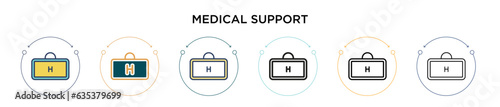 Medical support icon in filled, thin line, outline and stroke style. Vector illustration of two colored and black medical support vector icons designs can be used for mobile, ui, web