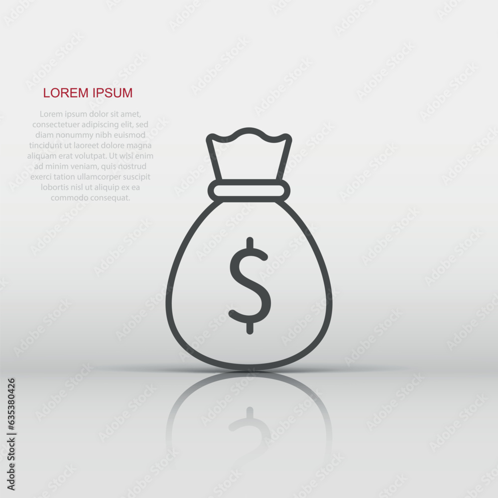 Money bag icon in flat style. Moneybag vector illustration on isolated background. Coin sack sign business concept. Money bag icon in flat style. Moneybag vector illustration on isolated background. Coin sack sign business concept.