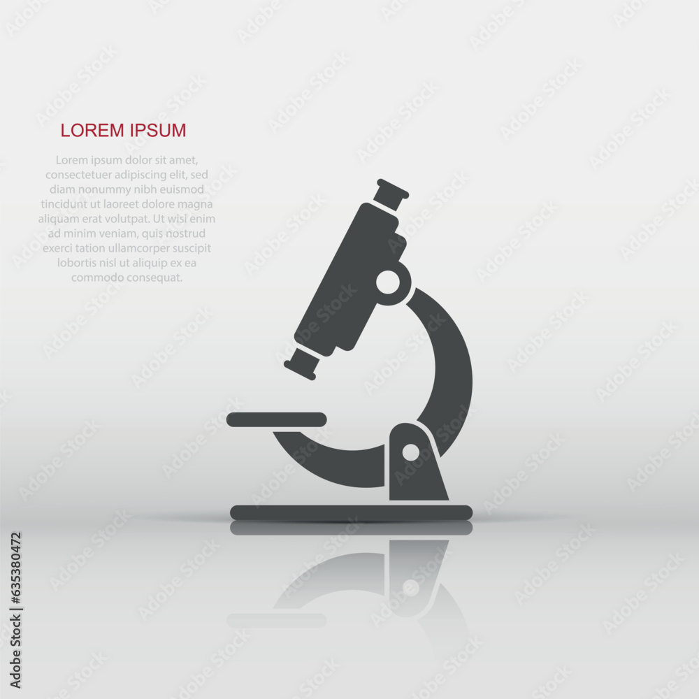 Microscope icon in flat style. Laboratory magnifier vector illustration on isolated background. Biology instrument sign business concept. Microscope icon in flat style. Laboratory magnifier vector illustration on isolated background. Biology instrument sign business concept.