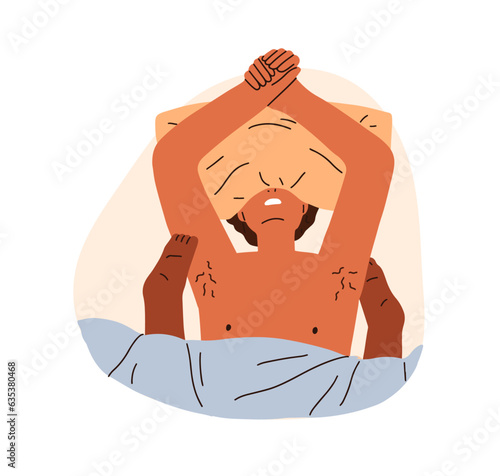 Lovers couple in bed. Oral sex, intimacy, love, passion, libido and orgasm concept. Happy sexual intimate life, wild passionate intercourse. Flat vector illustration isolated on white background