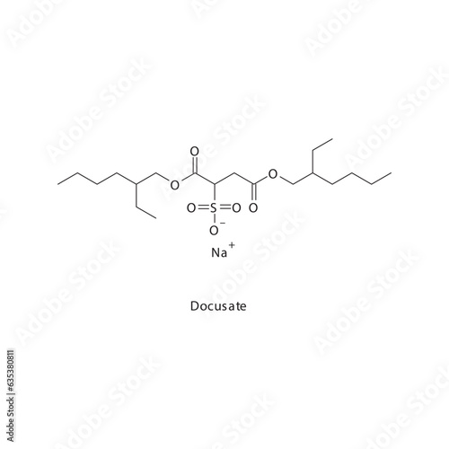 Docusate flat skeletal molecular structure Laxative drug used in constipation treatment. Vector illustration. photo
