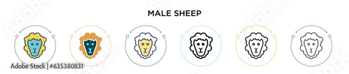 Male sheep icon in filled, thin line, outline and stroke style. Vector illustration of two colored and black male sheep vector icons designs can be used for mobile, ui, web