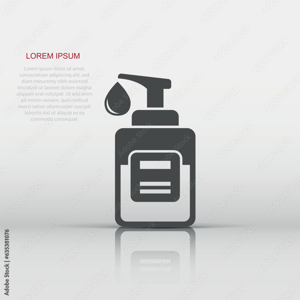 Hand sanitizer icon in flat style. Antiseptic bottle vector illustration on isolated background. Disinfect gel sign business concept. Hand sanitizer icon in flat style. Antiseptic bottle vector illustration on isolated background. Disinfect gel sign business concept.