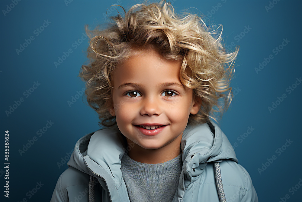 Generative ai studio portrait of cute little blonde boy on different colour backgrounds Generative ai studio portrait of cute little blonde boy on different colour backgrounds