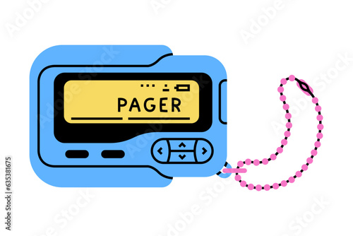 Blue Pager as Bright Item from Nineties Vector Illustration